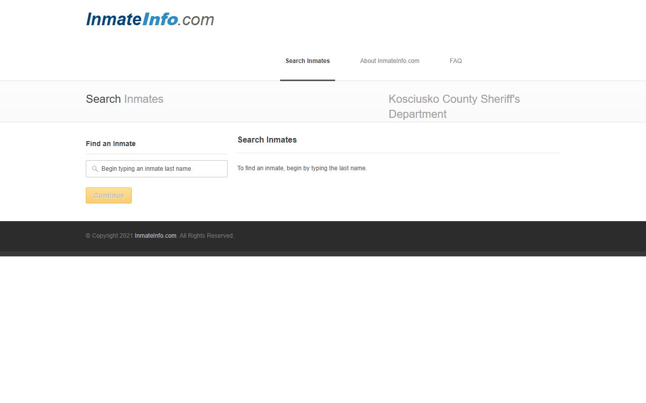 Kosciusko County InmateInfo portal for county jail inmate searches